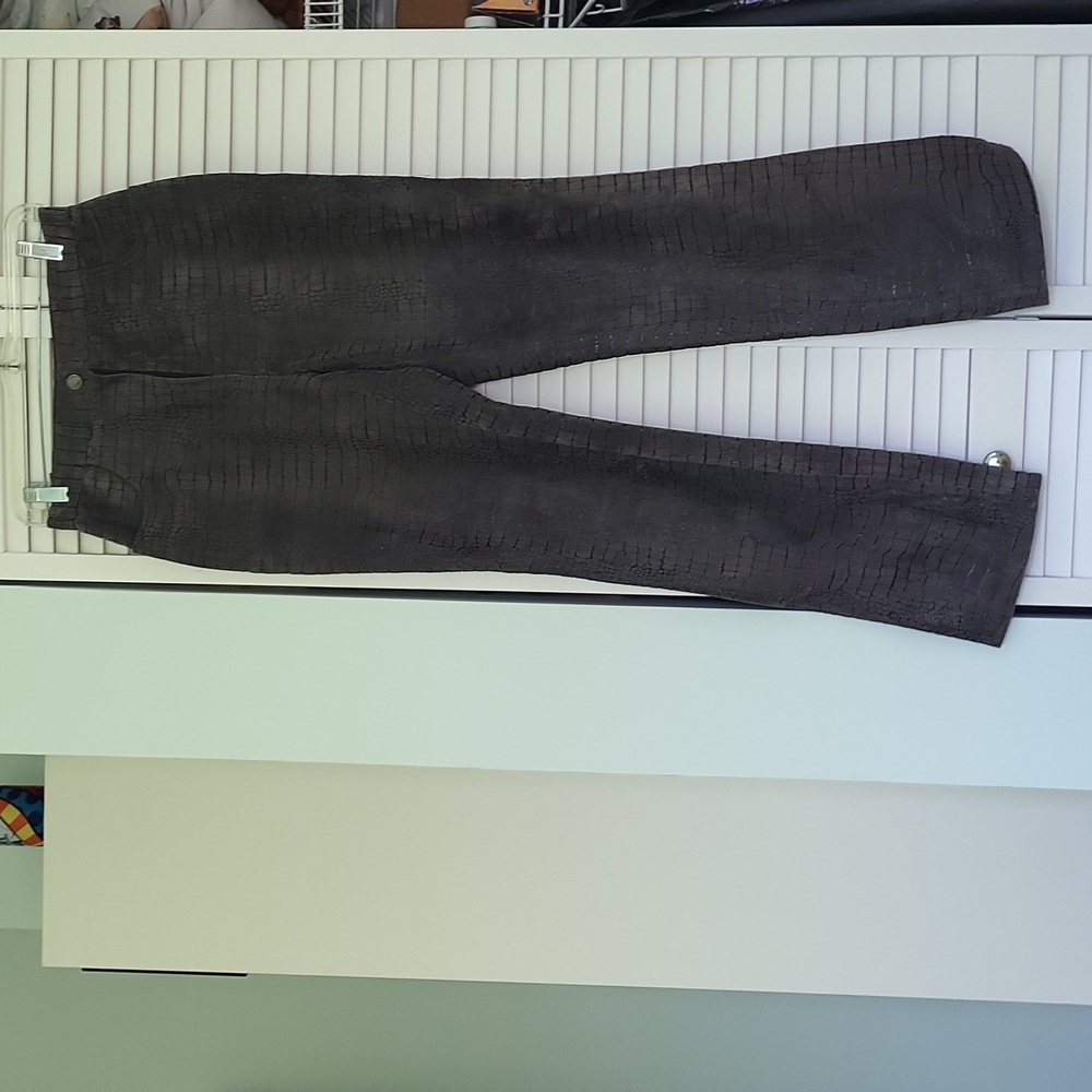 VINTAGE 100% leather (snakeskin print) pants. Needs repair!